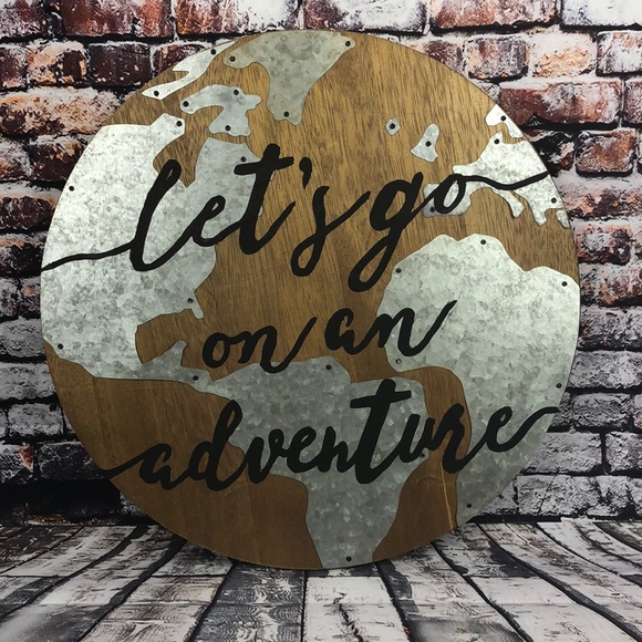 Other - Wood & Hammered Metal World Adventure Wall Decor